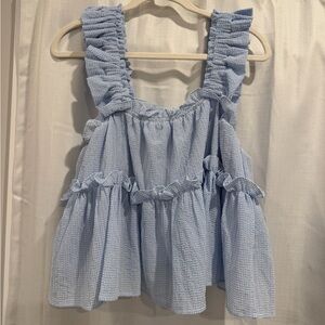 Sky Blue Ruffled Blouse